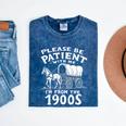 Humorous Wagon Plea Please Be Patient I'm From The 1900s Premium Mineral Wash Tshirts Mineral Navy