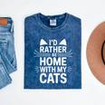 I'd Rather Be Home With My Cats Introvert Cozy Vibes Mineral Wash Tshirts Mineral Navy
