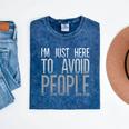 I'm Just Here To Avoid People Saying Sarcasm Introvert Mineral Wash Tshirts Mineral Navy