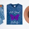 Introvert Antisocial Butterfly For Women Men Mineral Wash Tshirts Mineral Navy