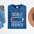 Introvert Socially Drained Battery Mineral Wash Tshirts Mineral Navy