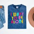 Introvert I Want To Be Alone Retro Wavy Mineral Wash Tshirts Mineral Navy