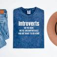 Introverts We'Re Here We'Re Uncomfortable Humor Sarcastic Mineral Wash Tshirts Mineral Navy