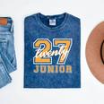 Junior Class 2027 Graduation Back To School Orange Letters Premium Tri-Blend Mineral Wash Tshirts Mineral Navy