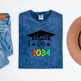 K -12th Grade Hand Prints Space Graduation Class Of 2034 Mineral Wash Tshirts Mineral Navy