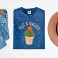 Kawaii Grumpy Cactus Not a Hugger Plant Introvert Mineral Wash Tshirts Mineral Navy