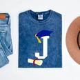 Kids Initial J Letter For Boys Preschool Graduation Kindergarten Mineral Wash Tshirts Mineral Navy