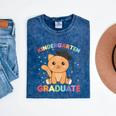 Kids Kindergarten Graduate Cat Graduation Mineral Wash Tshirts Mineral Navy