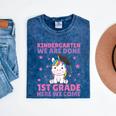 Kids Kindergarten Graduate Unicorn Graduation Mineral Wash Tshirts Mineral Navy