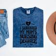 Kids I Survived My Mom's Nursing Degree Nursing School Graduation Mineral Wash Tshirts Mineral Navy