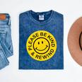 Be Kind Rewind Shirt Retro Nostalgia Sticker 80s 90s Tee Premium Tri-Blend Mineral Wash Tshirts Mineral Navy