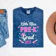 Little Miss Pre-K Grad 2025 Coquette Preschool Graduation Mineral Wash Tshirts Mineral Navy