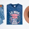 Little Miss Pre-K Grad 2025 Preschool Graduation Girls Kids Mineral Wash Tshirts Mineral Navy