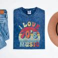 I Love 70's Music Retro Style Nostalgia Cassette 1970s Party Mineral Wash Tshirts Mineral Navy