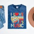 I Love 70's Music Retro Style Nostalgia Cassette 1970s Party Mineral Wash Tshirts Mineral Navy