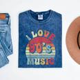 I Love 90's Music Retro Style Nostalgia Cassette 1990s Party Mineral Wash Tshirts Mineral Navy