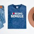 I Love Being Single Red Heart Anxious & Introvert Girl Club Mineral Wash Tshirts Mineral Navy