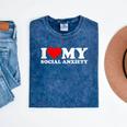I Love My Social Anxiety Heart Humor Introvert Statement Mineral Wash Tshirts Mineral Navy
