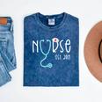 New Nurse Est 2019 T Shirt Graduation RN Women Mineral Wash Tshirts Mineral Navy
