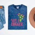 Not a Hugger Sarcastic Introvert Cactus Theme Women Mineral Wash Tshirts Mineral Navy