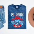 Nurse Live Love Heal Graduation Appreciation Valentines Day Mineral Wash Tshirts Mineral Navy