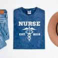 Nurse Nursing Graduation T Shirt Nurse Est 2018 Mineral Wash Tshirts Mineral Navy