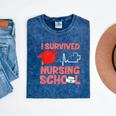 Nurse Survived Nursing School Graduation Mineral Wash Tshirts Mineral Navy