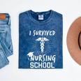 Nursing School Graduation Shirt I Survived RN Gift Mineral Wash Tshirts Mineral Navy