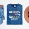 Nursing School Survivor 2025 RN ER Graduation Nurse Grad Mineral Wash Tshirts Mineral Navy