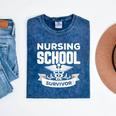 Nursing School Survivor Senior Nurse Graduation TShirt Mineral Wash Tshirts Mineral Navy