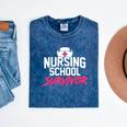 Nursing School Survivor Shirt Graduation Party Tee Mineral Wash Tshirts Mineral Navy