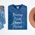 Nursing School Survivor Shirt Nurse Student Graduation Mineral Wash Tshirts Mineral Navy