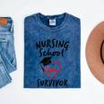 Nursing School Survivor Women Graduation RN Gift Shirt Mineral Wash Tshirts Mineral Navy