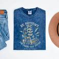 Be Patient With Me I'm From The 1900s Skeleton Women Mineral Wash Tshirts Mineral Navy