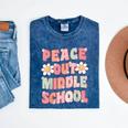 Peace Out Middle School Graduation Groovy Last Day Of School Mineral Wash Tshirts Mineral Navy