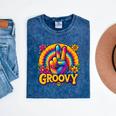 Peace Sign Groovy Vibes Costume Nostalgia Tie Dye Fashion Mineral Wash Tshirts Mineral Navy
