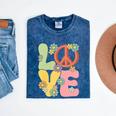Peace Sign Love Groovy Vibes Costume Nostalgia 1980s Fashion Mineral Wash Tshirts Mineral Navy