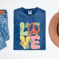 Peace Sign Love Groovy Vibes Costume Nostalgia 1980s Fashion Mineral Wash Tshirts Mineral Navy