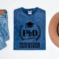 PHD Survivor T-Shirt Graduation Student Teacher For Men Women Kids Mineral Wash Tshirts Mineral Navy