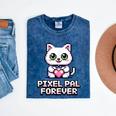 Pixel Art Pet Cat Y2K Retro Vintage Digital Nostalgia Tech Mineral Wash Tshirts Mineral Navy