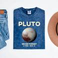 Pluto Never Forget 1930-2006 Planet Space Science Nostalgia Mineral Wash Tshirts Mineral Navy