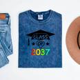 Pre-K -12th Grade Hand Prints Space Graduation Class Of 2037 Mineral Wash Tshirts Mineral Navy