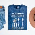 Proud Air Force Husband US Air Force Graduation Husband Mineral Wash Tshirts Mineral Navy