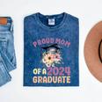 Proud Mom Of a 2024 Graduate Floral Flower Family Graduation Mineral Wash Tshirts Mineral Navy