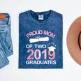 Proud Mom Of Two 2019 Graduates Twin Mama Mother Graduation Mineral Wash Tshirts Mineral Navy