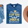 Proud Step Dad Of Two 2024 Graduate Class 2024 Graduation Mineral Wash Tshirts Mineral Navy