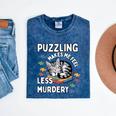 Puzzling Makes Me Feel Less Murdery Introvert Puzzle Cat Mineral Wash Tshirts Mineral Navy