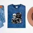 READING IN PEACE RIP Introvert Skeleton Read Book Meme Mineral Wash Tshirts Mineral Navy