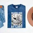 Reading Time At Last Book Lover Introvert Skeleton Reading Mineral Wash Tshirts Mineral Navy