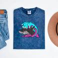 Retro 80s Shark Whale Diving Nostalgia Shark Party Mineral Wash Tshirts Mineral Navy